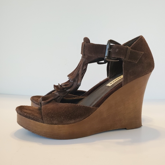 Steve Madden Shoes - Steve Madden Wedges Brown Suede with fringe.